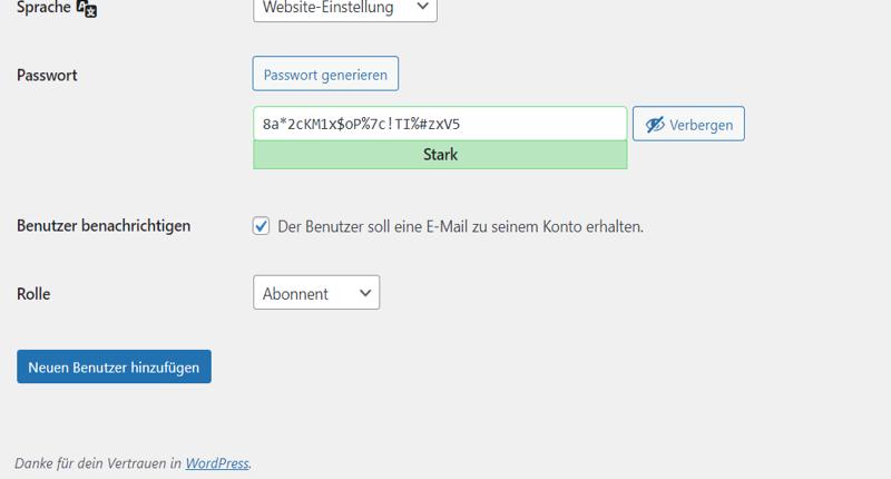 Benutzer in WordPress hinzufügen Schritt 4