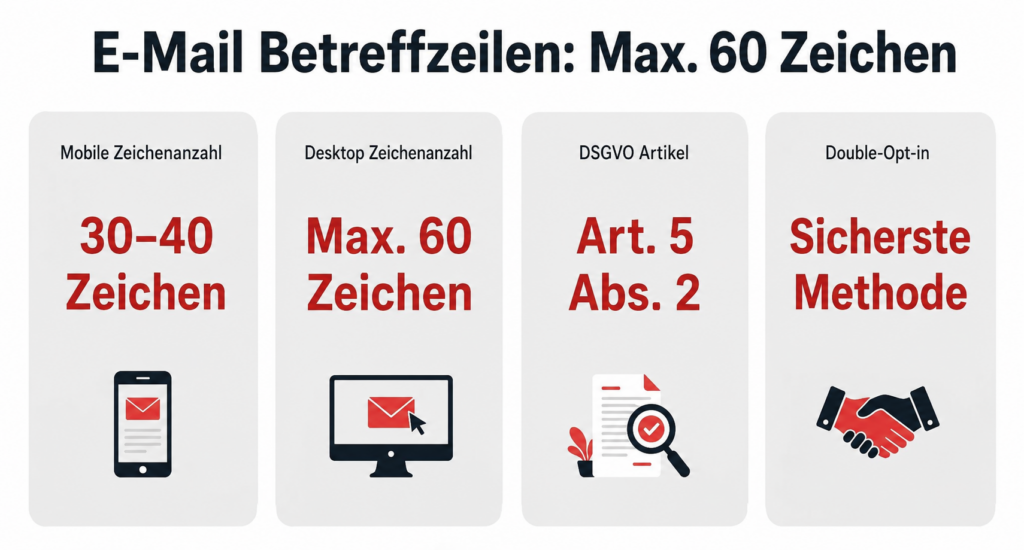 Newsletter Betreffzeilen: 25 Formeln für Öffnungsraten über 30% 1 E-Mail Betreffzeile max 60 Zeichen