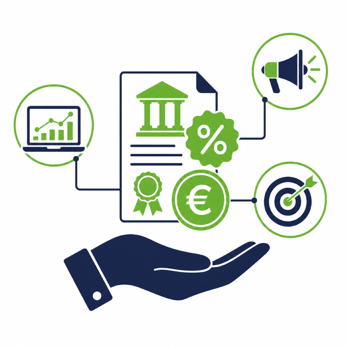 Digitales Marketing mit BAFA-Förderung 1 BAFA-Förderung finanziert digitales Marketing – Zuschuss und Marketing-Icons