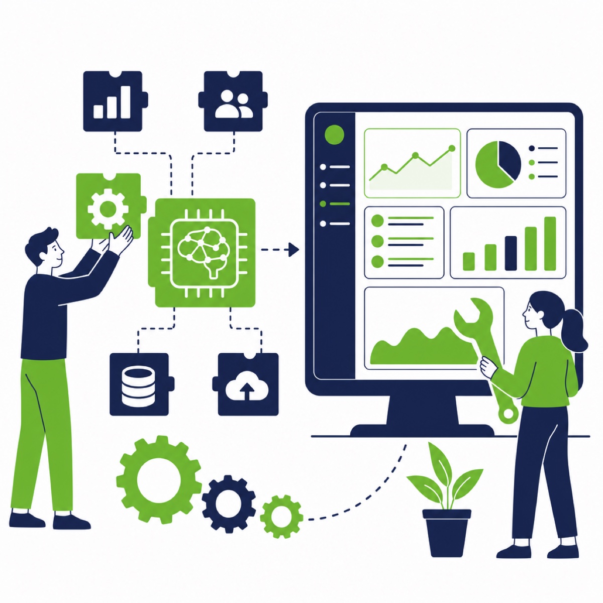 Custom KI-Tool entwickeln lassen 5 Individuelles KI-Tool: modulare Bausteine, KI-Chip und Dashboard