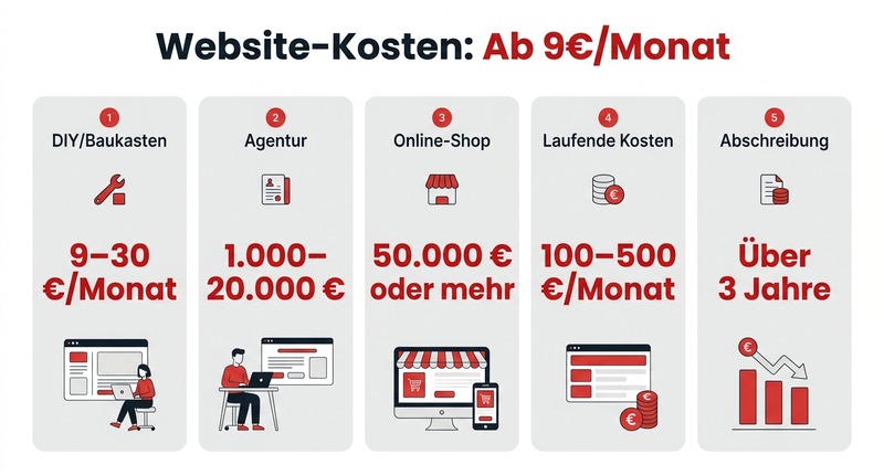 Website Kosten 2026: Was eine professionelle Homepage wirklich kostet 1 Website-Kosten: Ab 9€/Monat