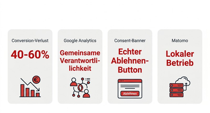 Website Tracking und DSGVO: So analysierst du deine Besucher datenschutzkonform 2 Conversion-Verlust: 40-60% durch DSGVO
