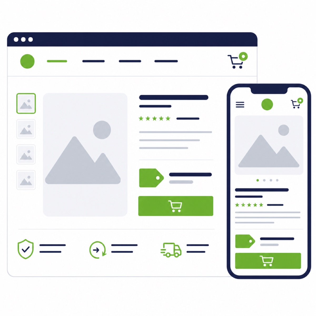 Shopify Webdesign - Dein Schlüssel zum erfolgreichen Onlineshop 13 Shopify-Onlineshop auf Desktop und Smartphone mit Produkt und Warenkorb