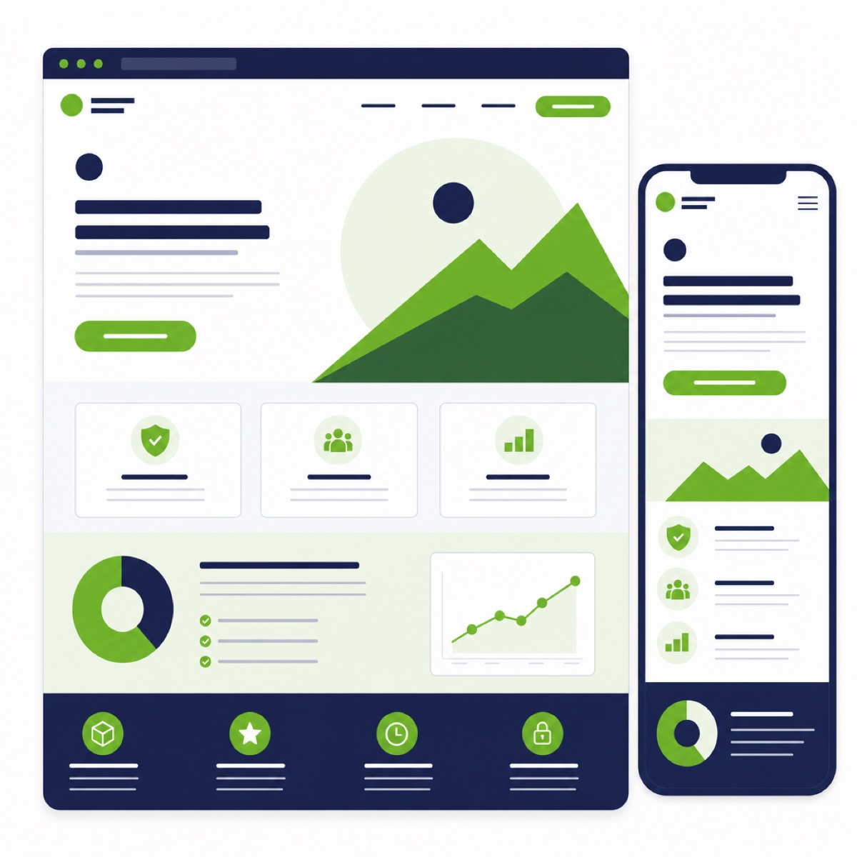 Website & Content 5 Professionelle Website auf Desktop und Smartphone mit klarer Struktur