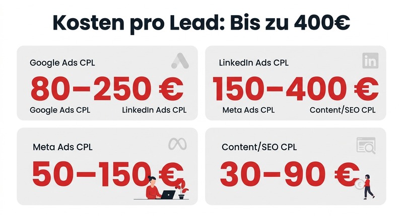 Leadgenerierung über die Website: 10 bewährte Strategien für mehr Kundenanfragen 1 Kosten pro Lead: Bis zu 400€