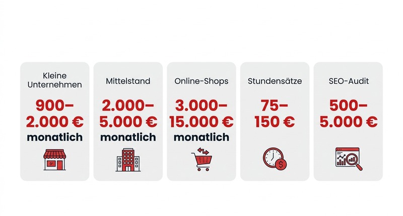 SEO Kosten 2026: Was Suchmaschinenoptimierung wirklich kostet 2 SEO-Kosten 2026: Bis zu 15.000€