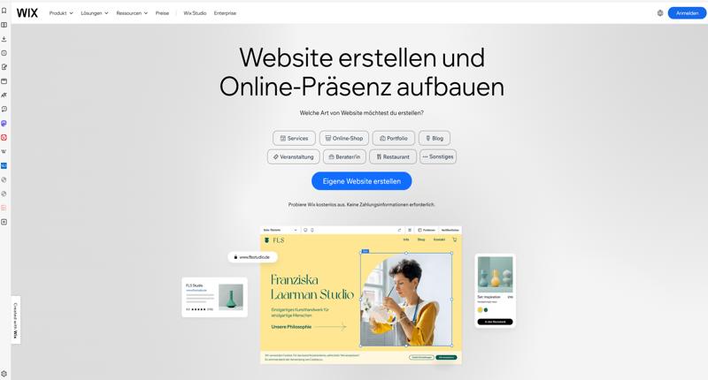 SEO mit WordPress vs. Wix – Welche Plattform ist besser für deine Sichtbarkeit? 1 WIX Startseite