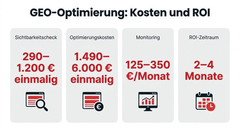 Website für KI optimieren: 12 Maßnahmen für mehr Sichtbarkeit in ChatGPT & Co. 2 GEO-Optimierung: Kosten und ROI